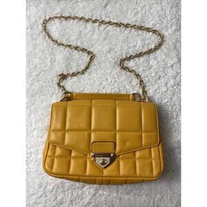 Michael Kors Soho Chain Quilted Leather Sun Gold Shoulder Bag Yellow NWT